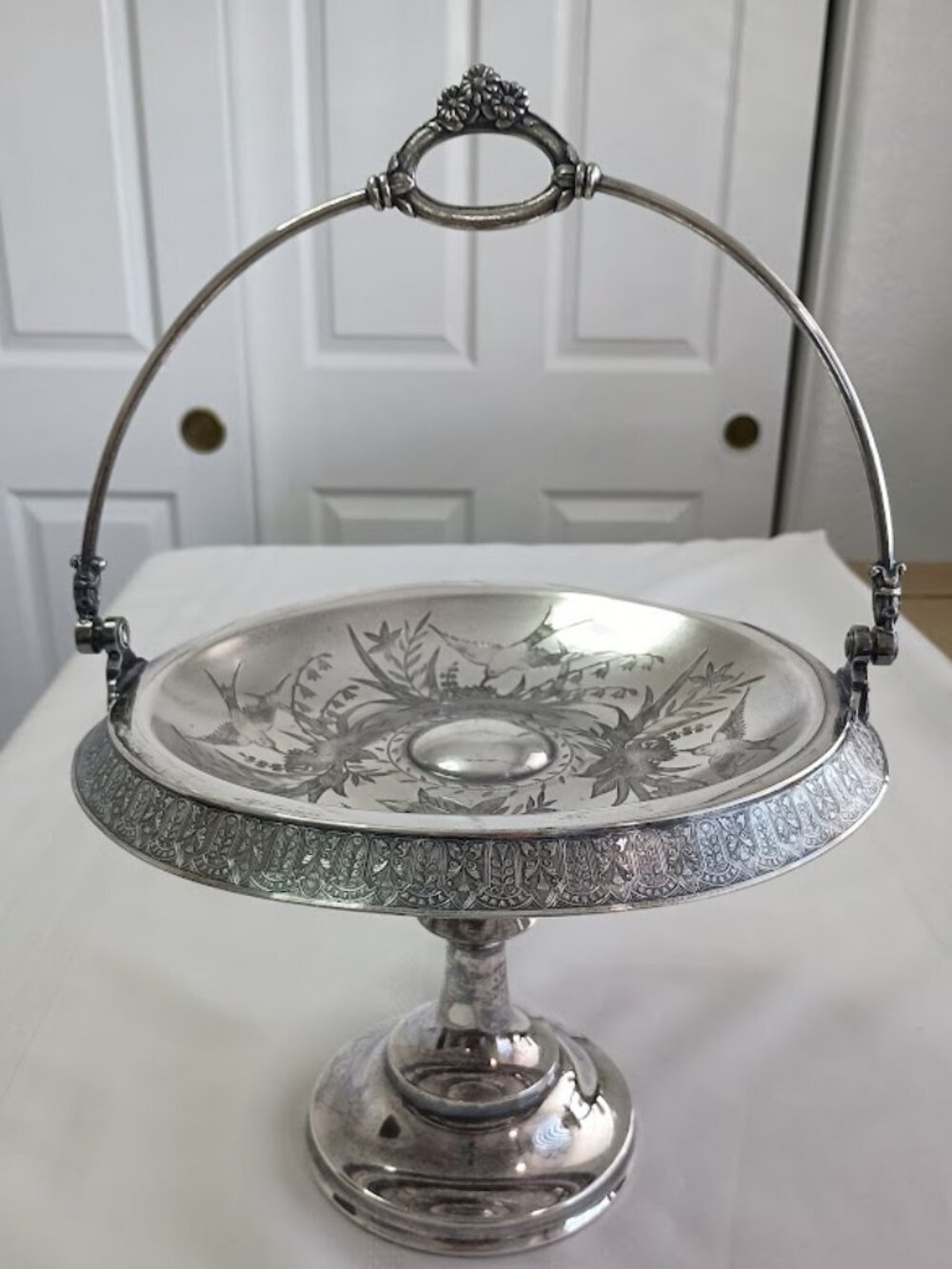 Antique Meriden B. Company Silver Plated Bride's Basket or Cake Plate